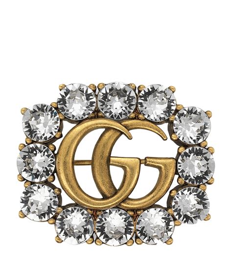 gucci brooch double g|Gucci Double G Crystal Brooch .